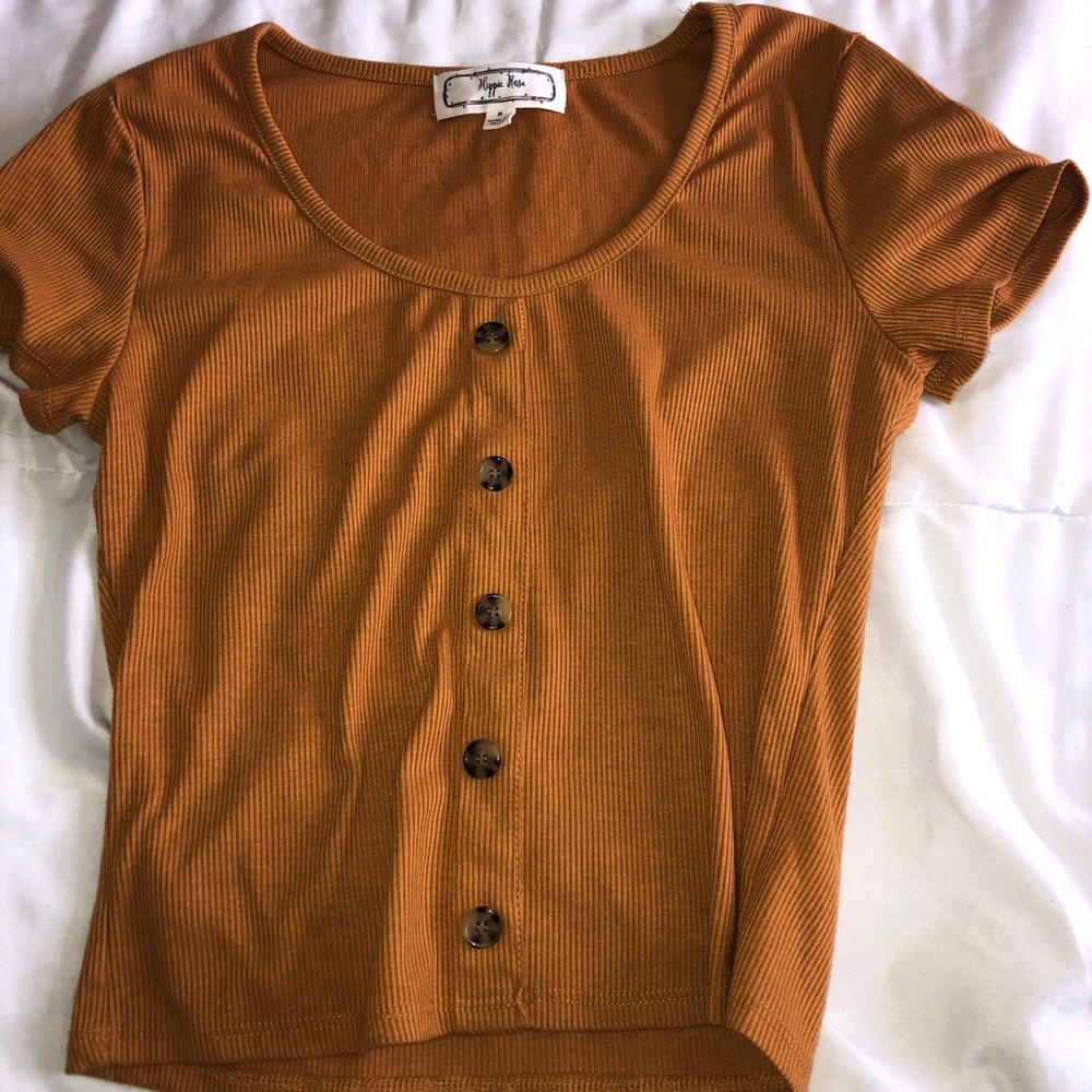 Tan button down shirt